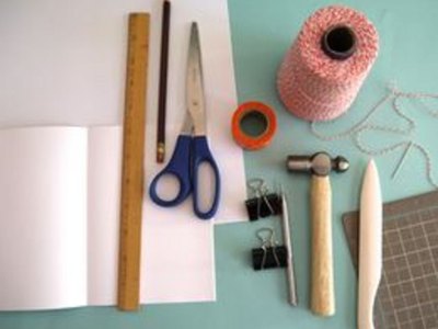 These are the supplies for decorative stitch binding.