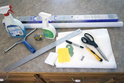 Materials and supplies for window tinting.
