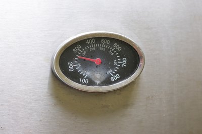 Grill thermometer set a 250 degrees.