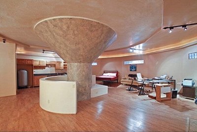 A converted missile silo serves as underground dwelling complete with faux windows for emulated daylight.