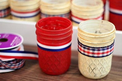 Wrap ribbon around jars