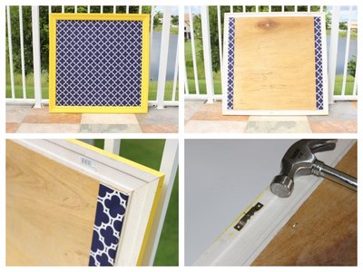 Use a saw tooth hanger for later hanging.