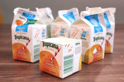 Cut juice or milk cartons