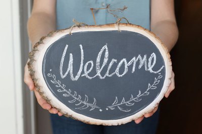 Greet visitors with a handwritten sentiment.