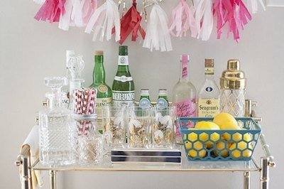 A styled bar cart can bring a little revelry into your home.