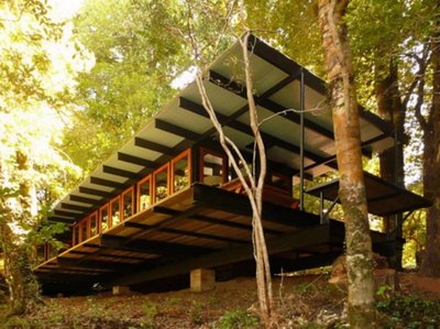Repurposed building materials make up this hilltop home in Chile.