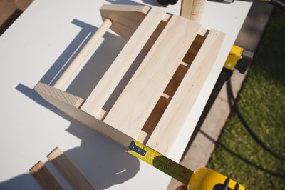 Measuring equal distance between slats.