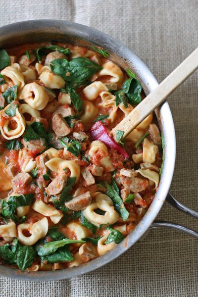 Creamy Sausage and Spinach Tortellini
