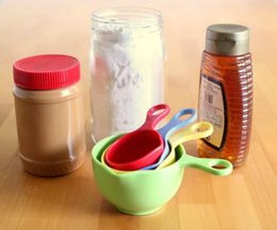 You'll need smooth peanut butter, honey and powdered sugar.