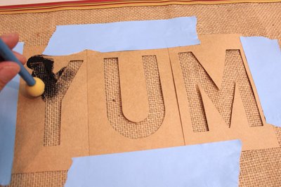 Stencil letters onto placemat