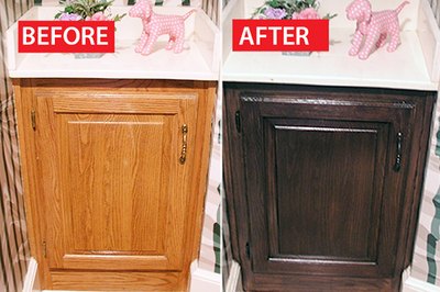 Darker cabinets are more up to date.