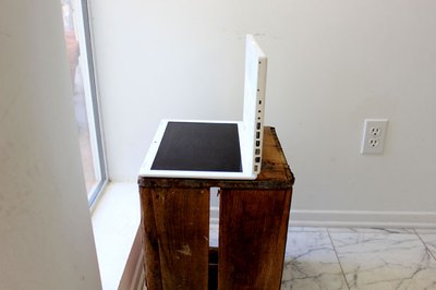 Position the laptop with the screen facing the ceiling