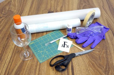Supplies and tools for glass etching.