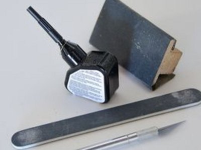 The bare essentials include a knife, glue, and sandpaper.
