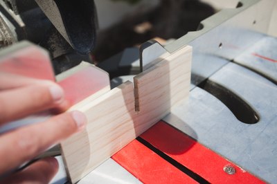 Notching wood on miter saw.