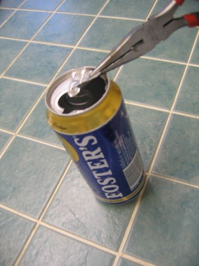 Tear off the top of the can