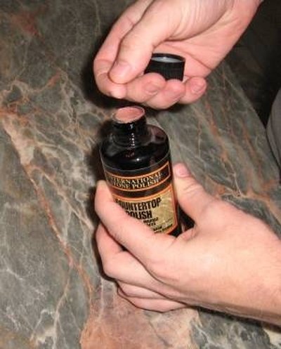 Prepping the marble polish.
