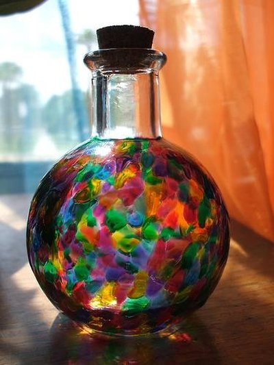 Painted glass jar