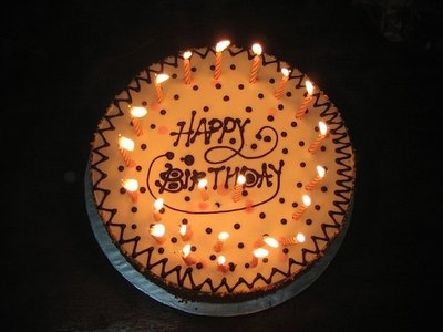 Birthday cake with candles.