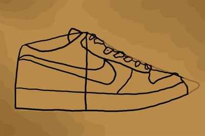 The frame of the shoe with the laces drawn on.