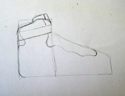 Draw the top and back of the shoe.