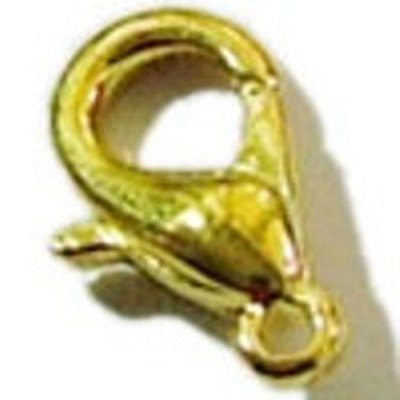 Lobster clasp opens by pressing a hinge that opens into a claw.