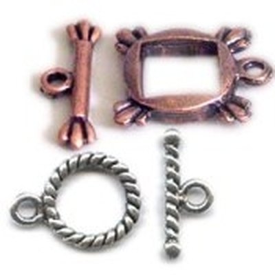 Toggle clasp uses a T-bar to insert into an open center.