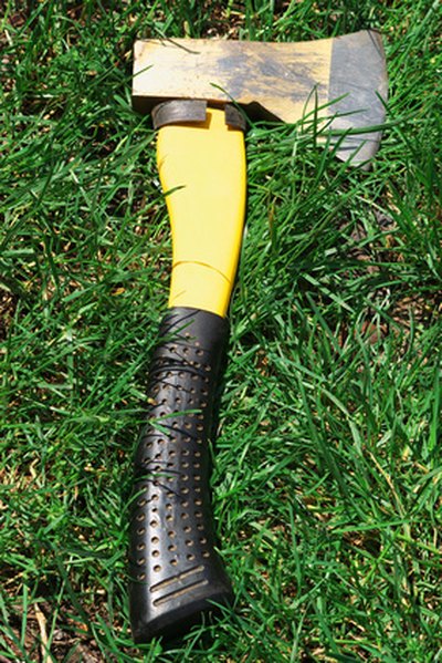 Short-handled ax is ideal for cutting a golf club.