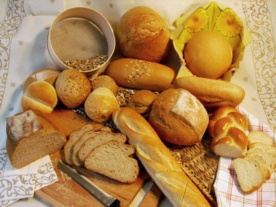 Traditional types of French bread are sold in boulangeries across France.