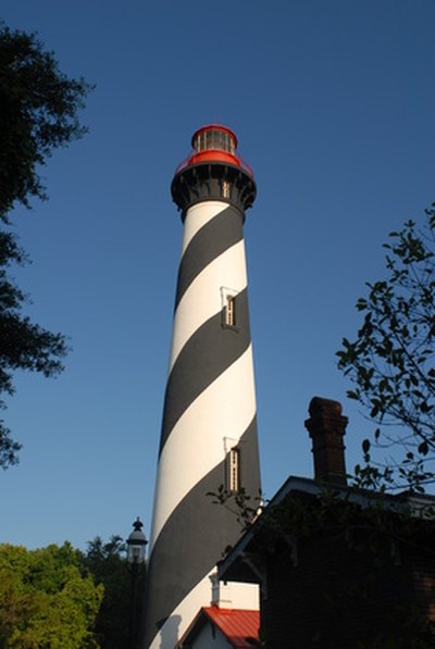 Many lighthouses are trimmed in bold paint stripes.