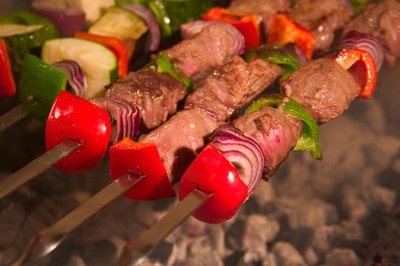 Skewered kabobs are a hearty appetizer.