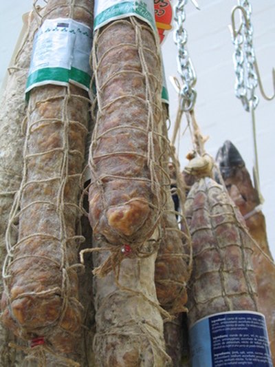Salamis are cured, fermented sausages.