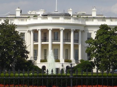 The White House has a round portico.