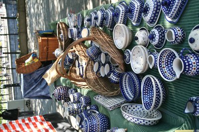 Dishes and pottery are just one bargain to be found at a flea market.