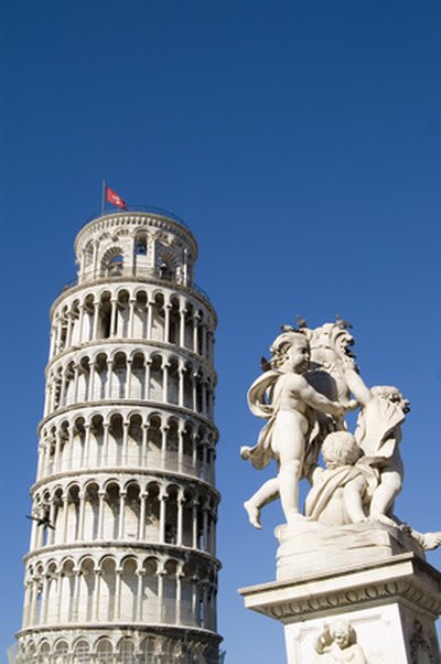 The tower leans four degrees from the vertical.