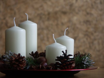 Advent candles count down toward Christmas.