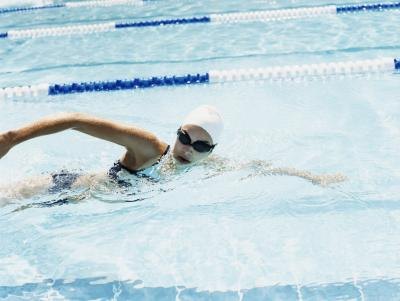 Woman swimming in pool