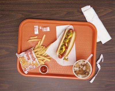 Aerial view of high sodium food.