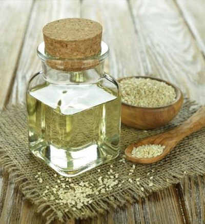A glass bottle of sesame oil