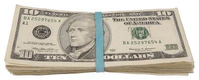 Stack of American money.
