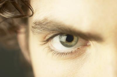 A close up of a man's eye