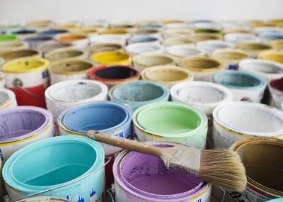 open paint cans