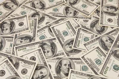 Pile of 100 dollar American bills.
