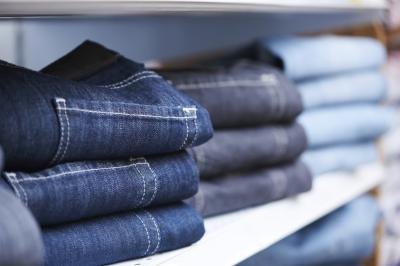 Jeans on shelf in store