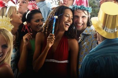 Young people celebrating New Year's Eve