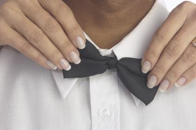 Bow ties can come askew easily.