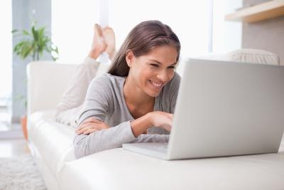 woman researching on computer