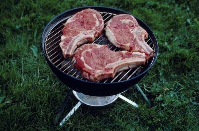 Steaks on a grill