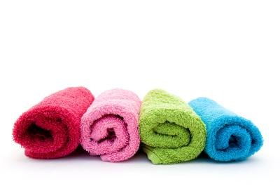Colorful washcloths.