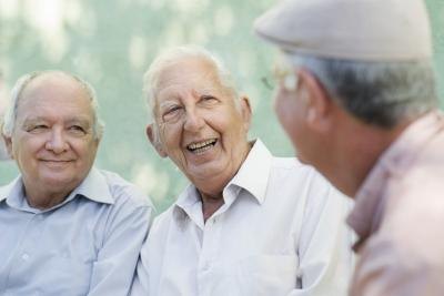 Senior men laughing